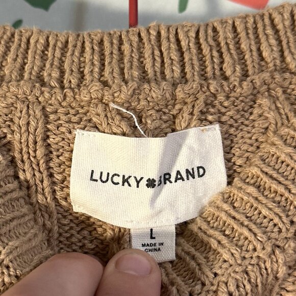 Lucky Brand Cable Sweater Sweatervest Tan - L - Picture 4 of 4